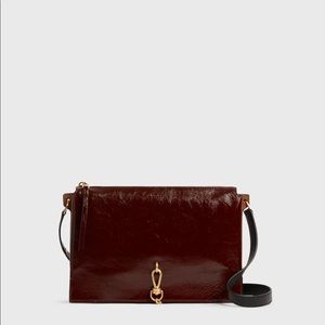 NWT AllSaints Sheringham Leather Shoulder Bag in biscuit brown